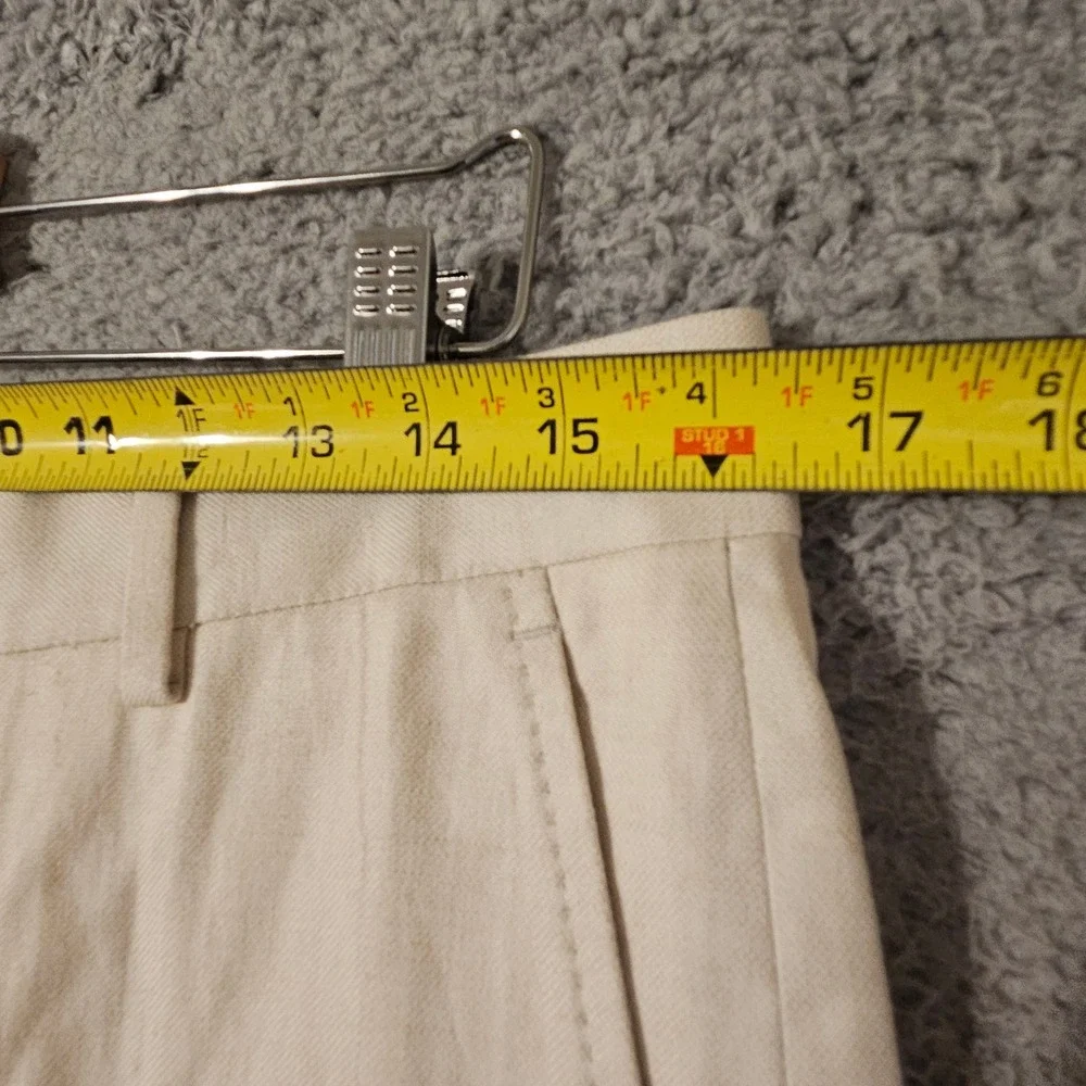 Murano Slim Fit Baird McNutt Linen Cotton Dress Pants Mens 32x34 Cream Trousers